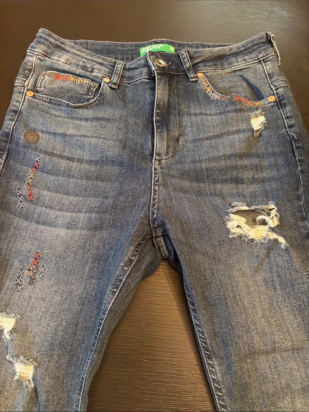 United Colors Of Benetton Dark Blue Denim Jeans with Green Label